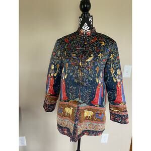 GRACE CHUANG Indian Hindu Pichwai Blouse Jacket w/ Frog Closure